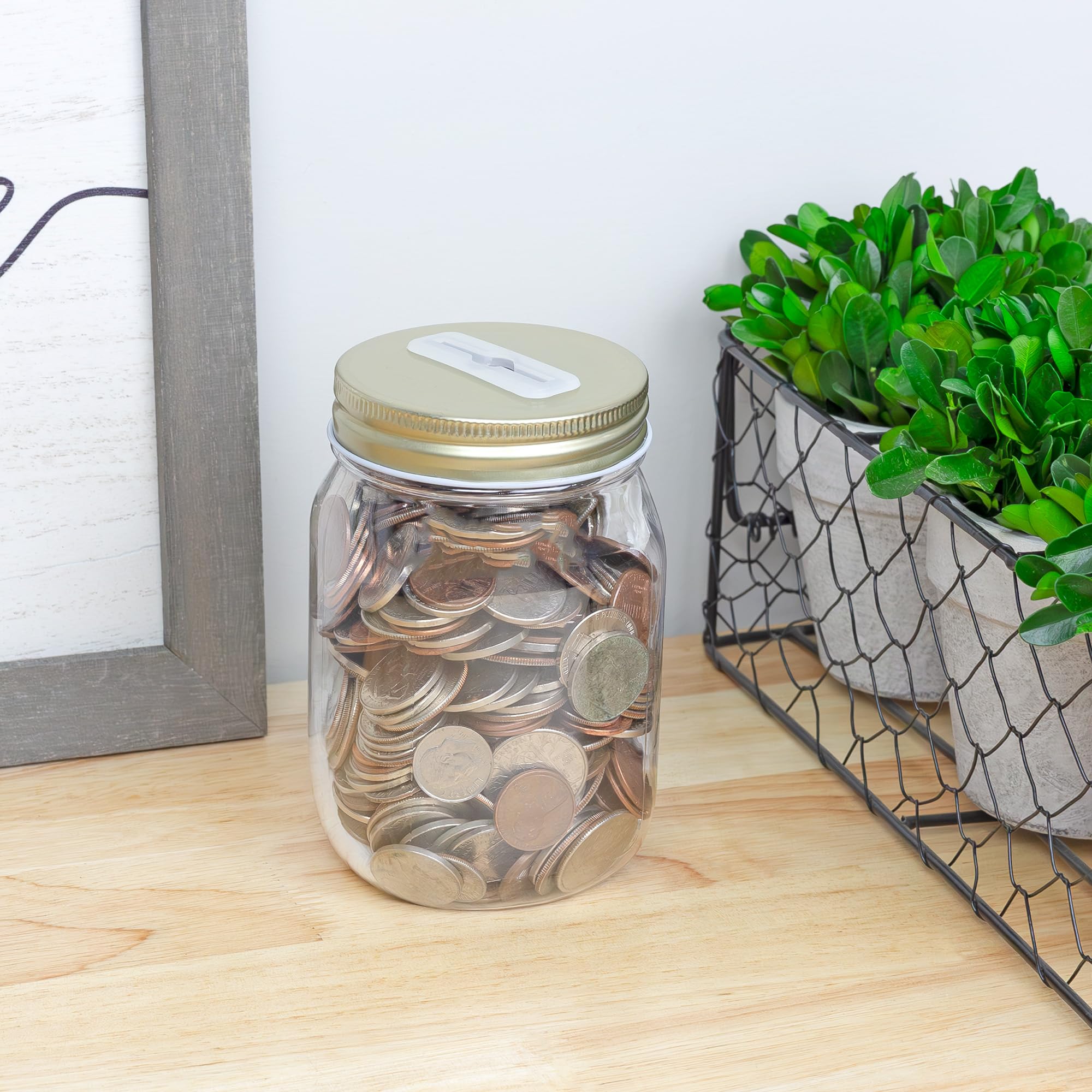 A transparent price tag or a clear glass jar filled with gold coins.