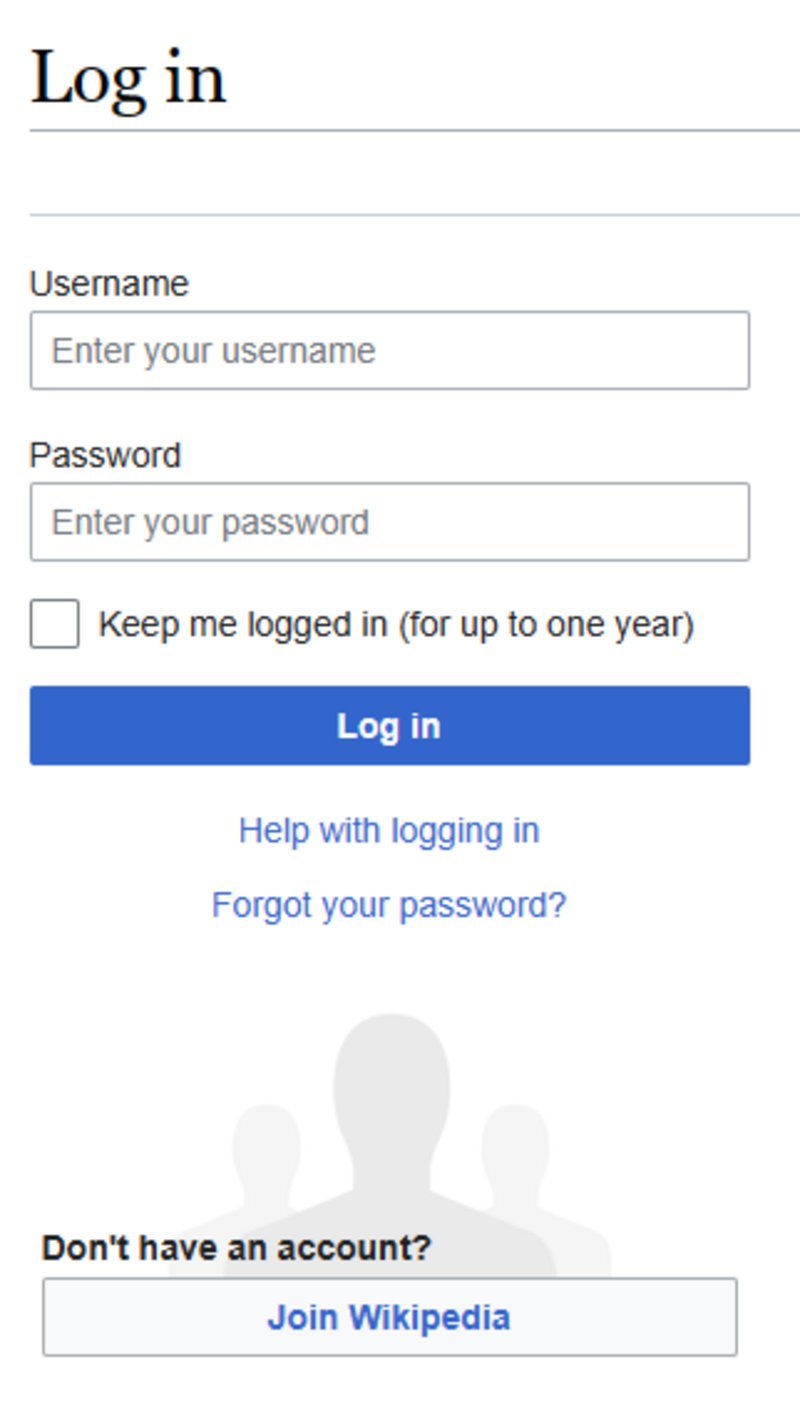 Account login page