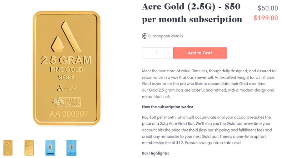 acre gold subscription