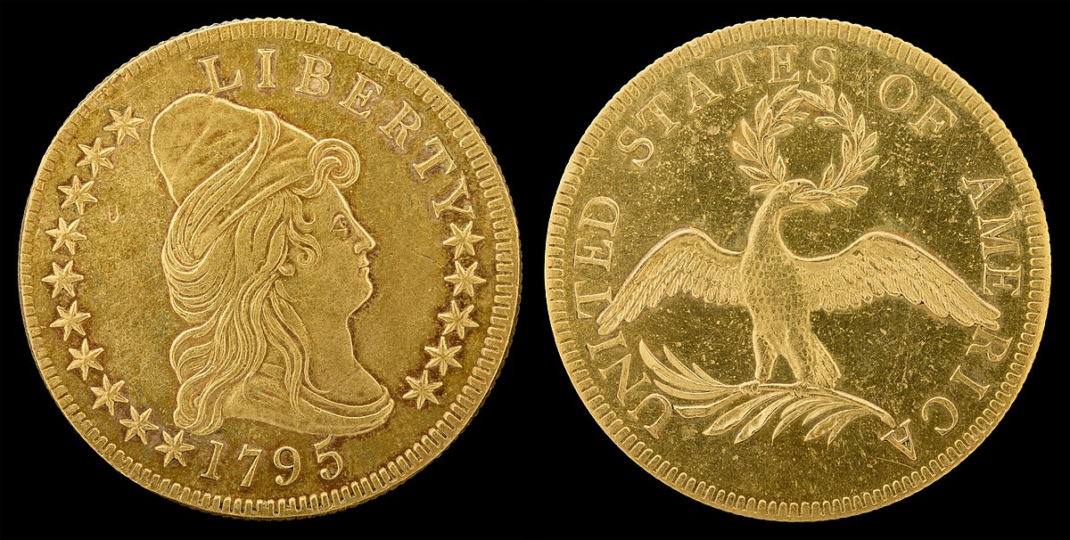 American flag and gold coins