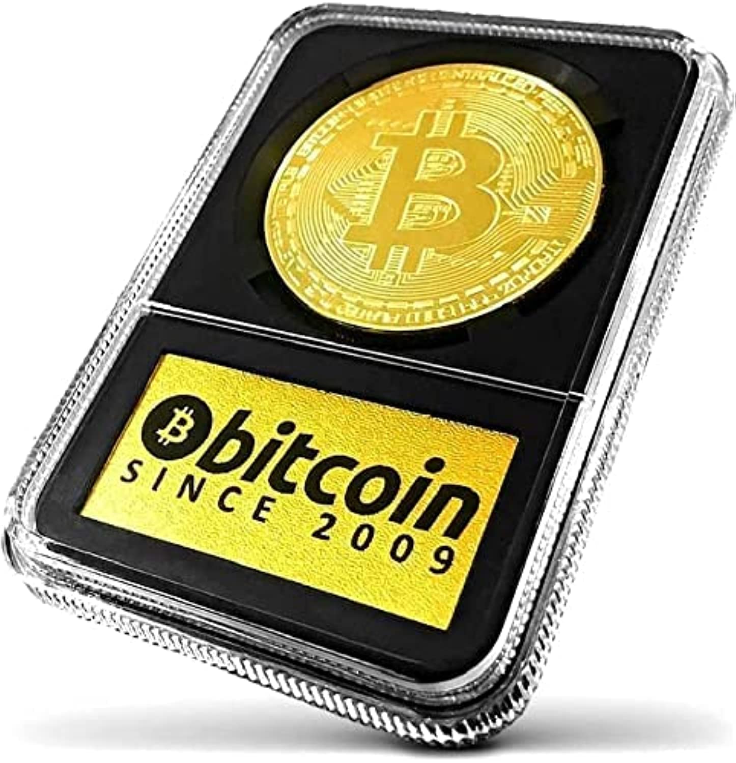 Gold bar and cryptocurrency symbol