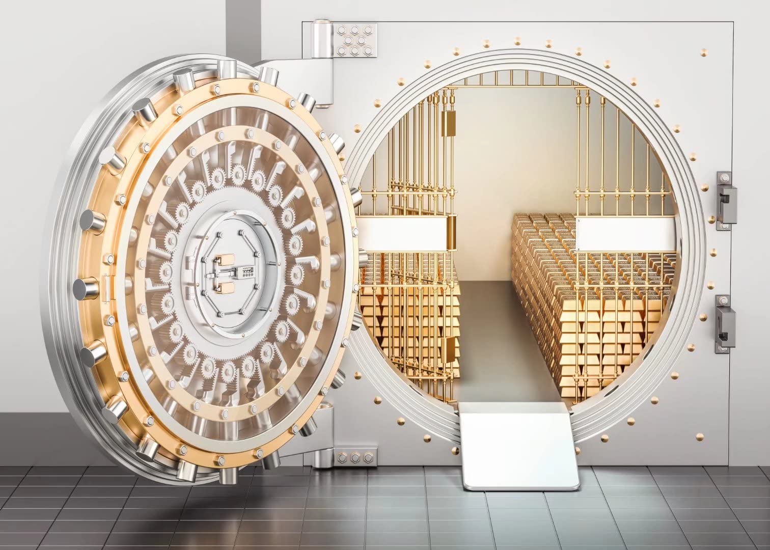 Gold bars in a secure vault