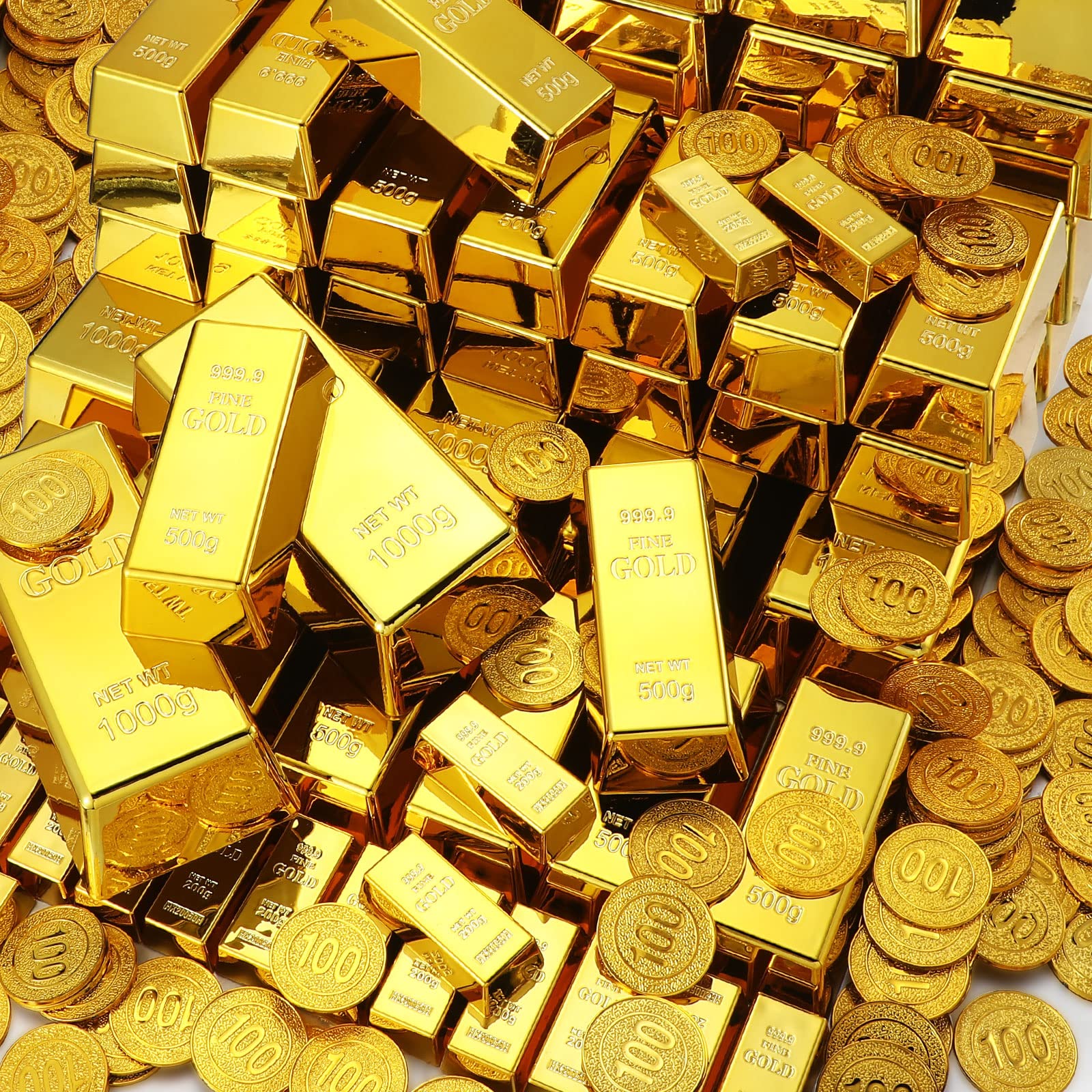 Gold coins or bars.