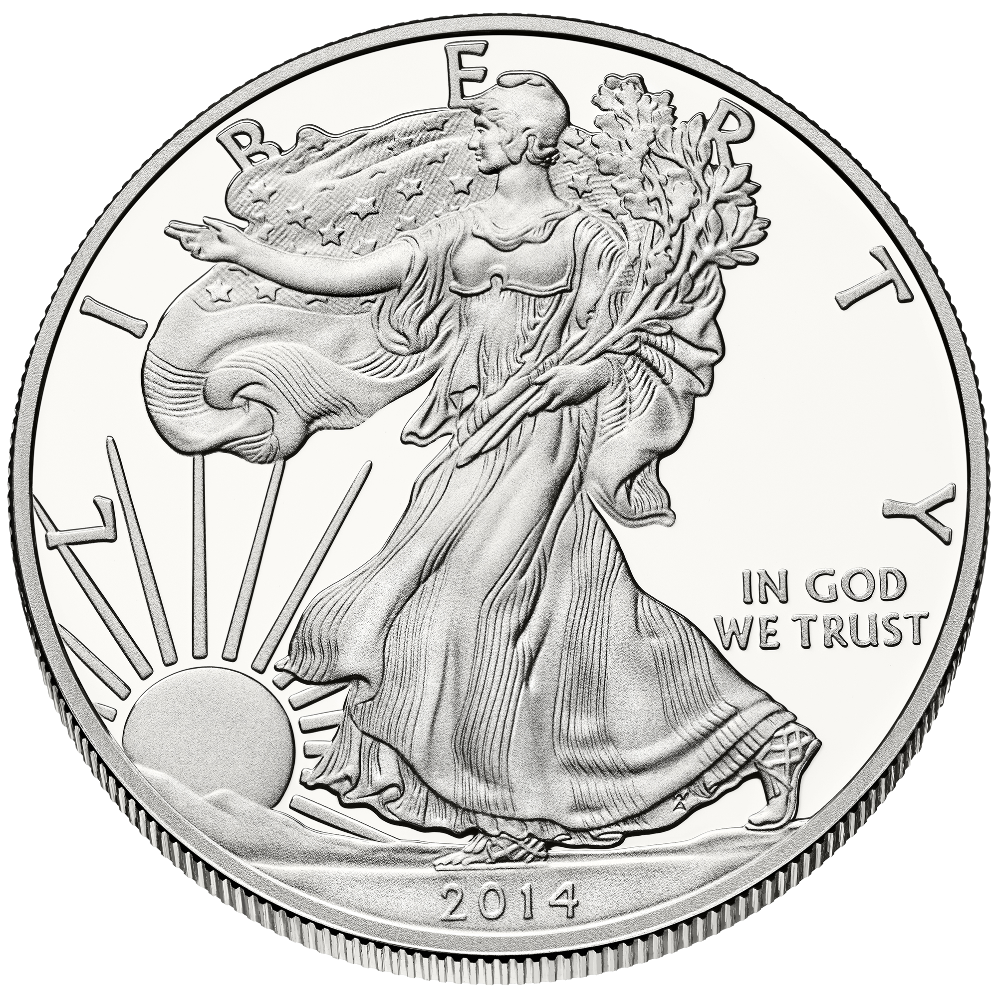 Silver American Eagle coin.