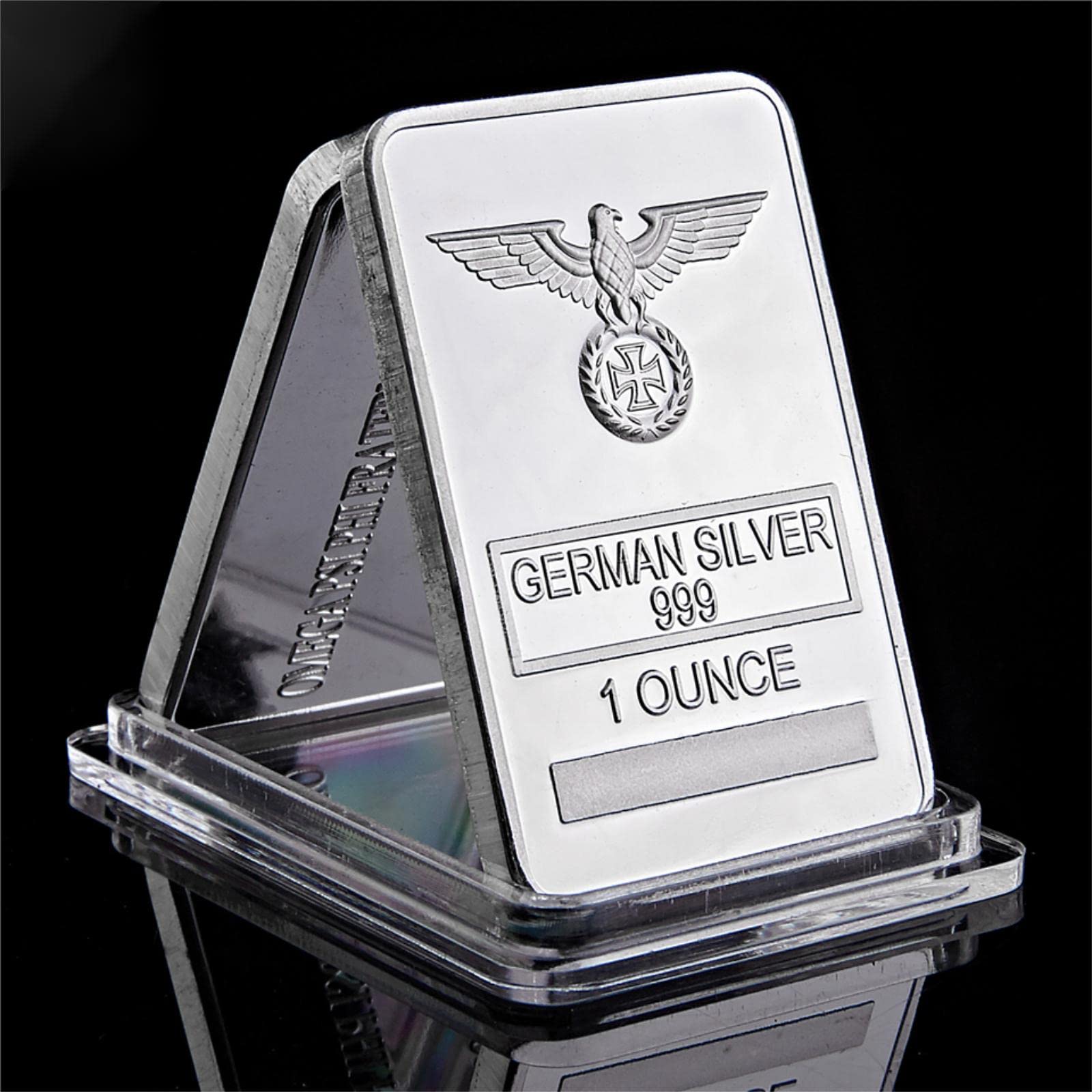 Silver bar and coins.