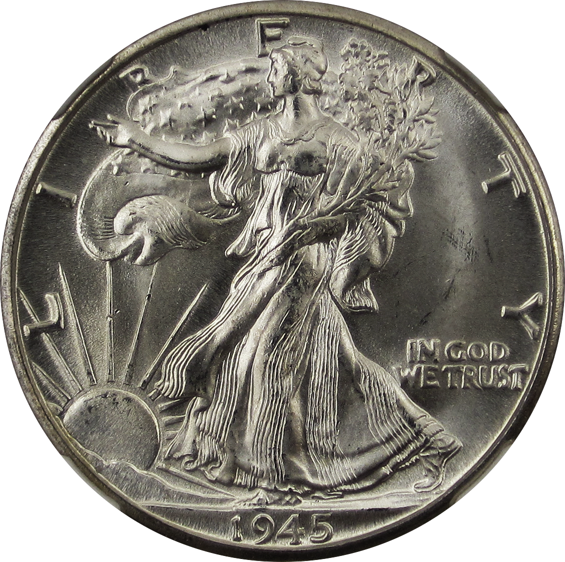 Walking Liberty half dollar coin.